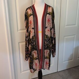 Floral Kimono with Red Accents